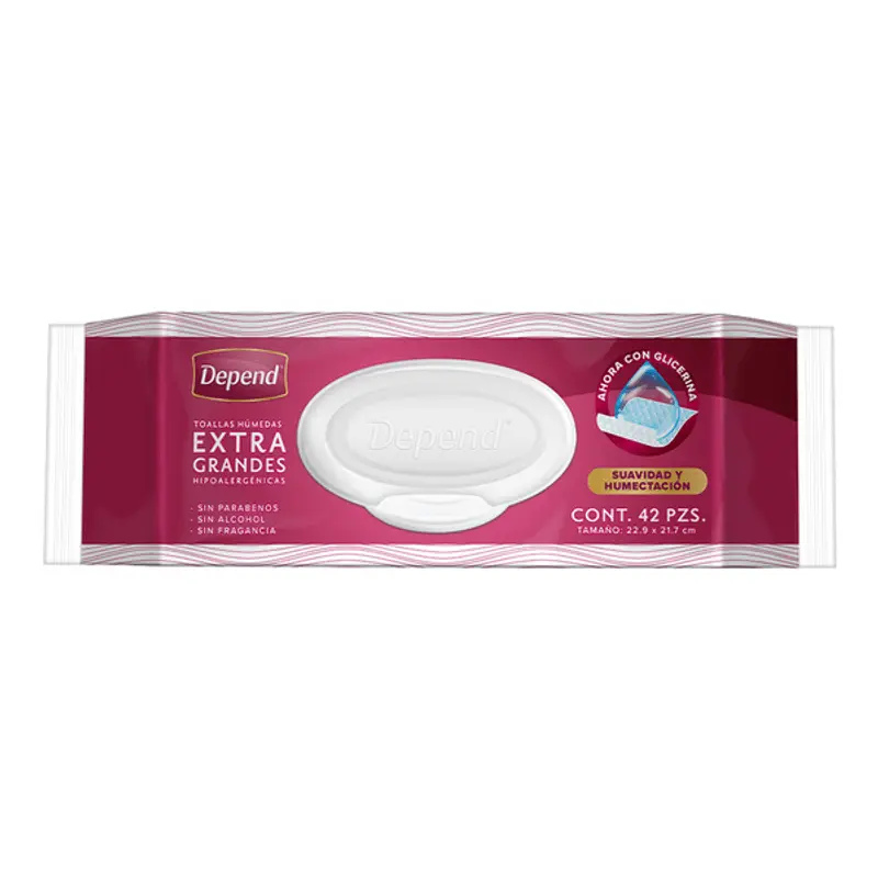 TOALLAS HUMEDAS DEPEND S/ALCOHOL CON 42
