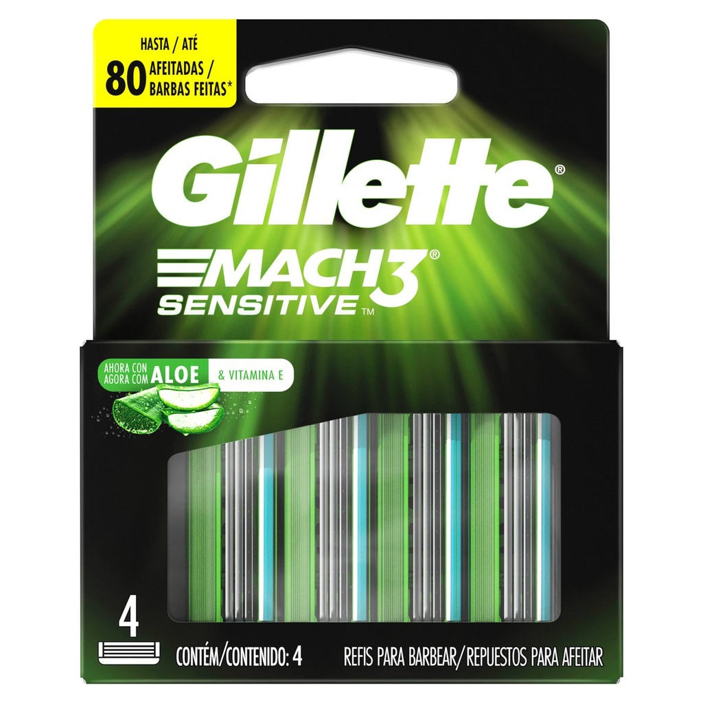 GILLETTE MACH3 CARTUCHO SENSITIVE CON 4 CART