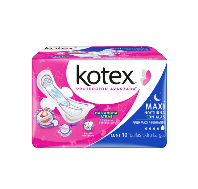 TOALLAS SANIT KOTEX MAXI F/A ALAS CON 10