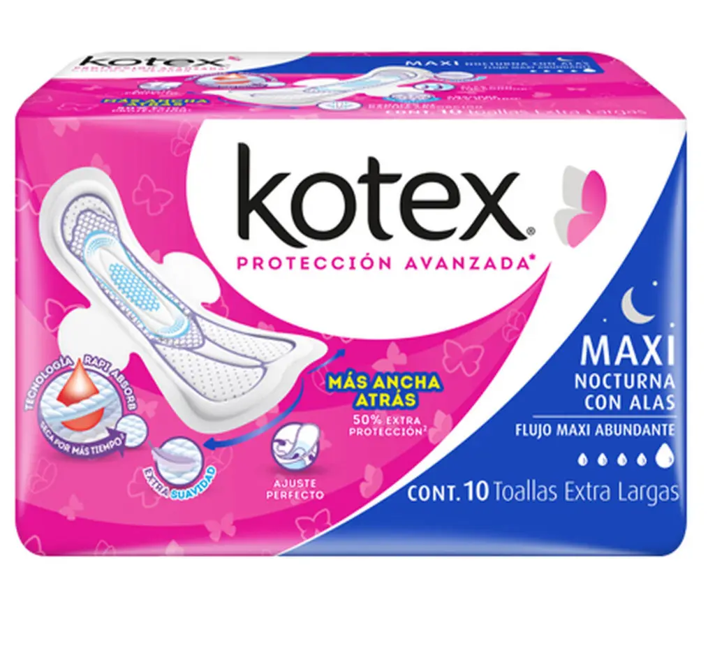 TOALLAS SANIT KOTEX MAXI F/A ALAS CON 10