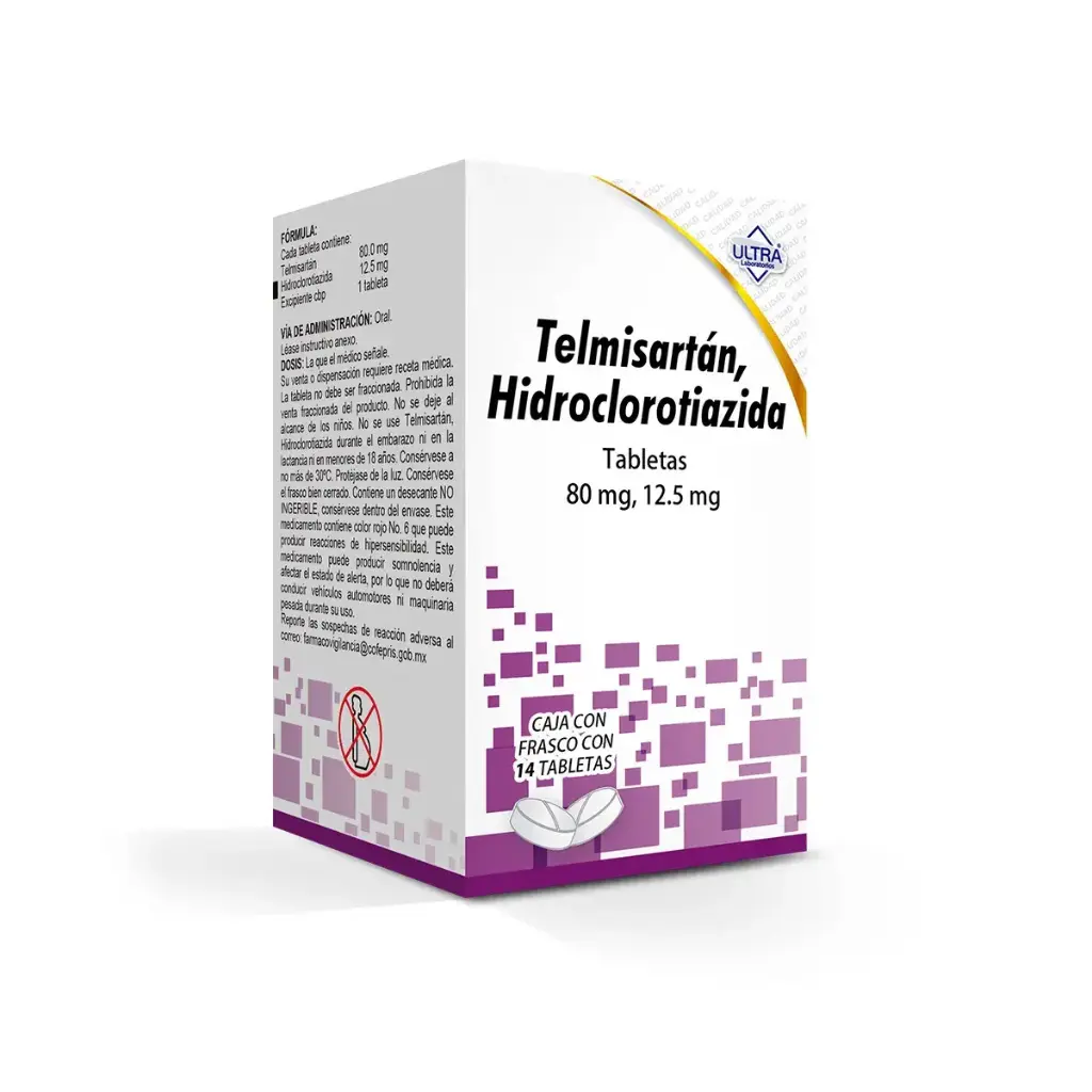 TELMI/HIDROCLO ULTRA 80/12.5MG TABLETAS CON 14 (GI)