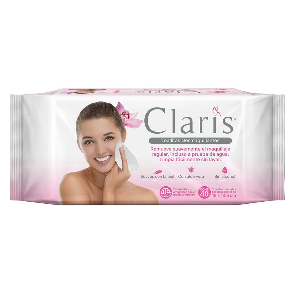 TOALLAS HUMEDAS CLARIS DESMAQUILLANTE ALOE CON 40