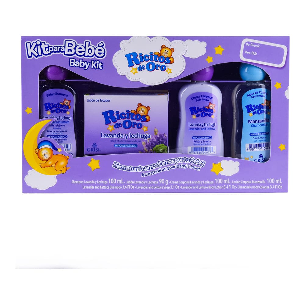 KIT RICITOS DE ORO LAVANDA CON 4