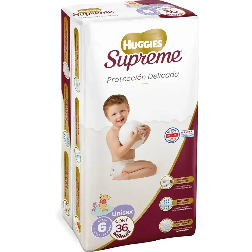 PAÑAL HUGGIES SUPREME 6 UNISEX CON 36