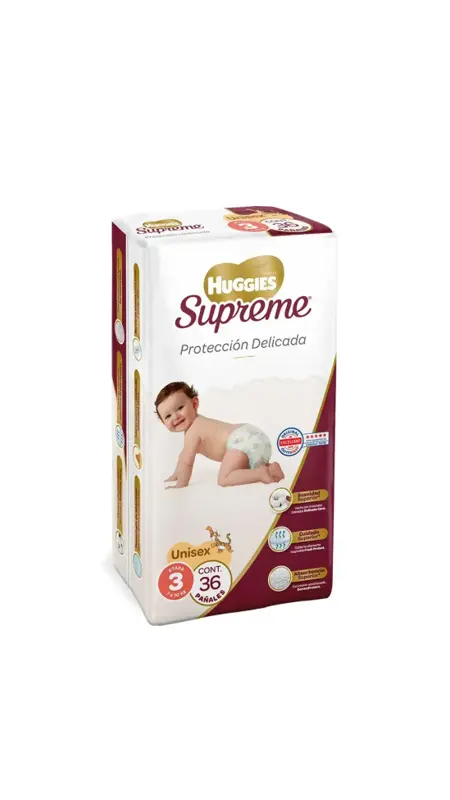 PAÑAL HUGGIES SUPREME 3 UNISEX CON 36