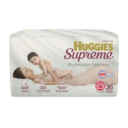 PAÑAL HUGGIES SUPREME 3 UNISEX CON 36