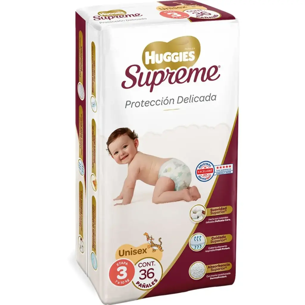 PAÑAL HUGGIES SUPREME 3 UNISEX CON 36