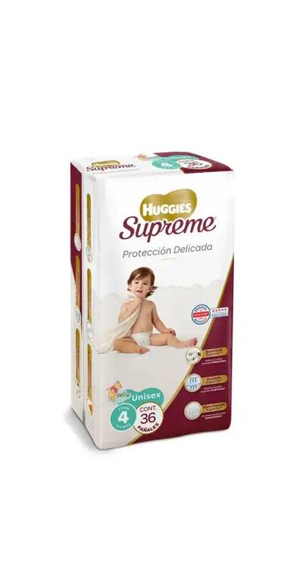 PAÑAL HUGGIES SUPREME 4 UNISEX CON 36