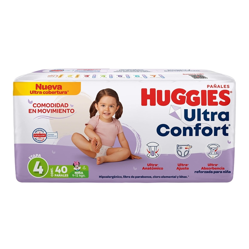 PAÑAL HUGGIES ULTCONF 4 NIÑ CON 40