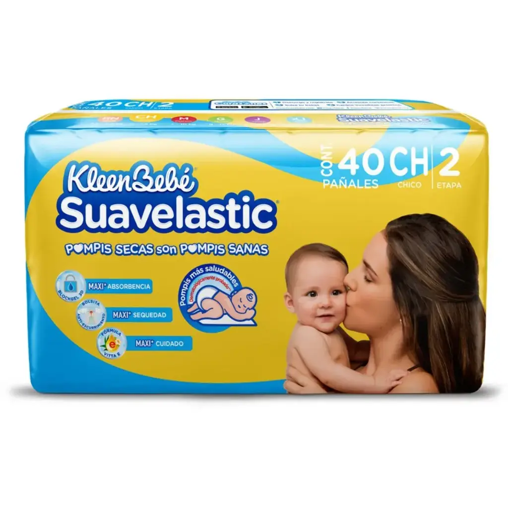 PAÑAL KLEENBEBE SUAVELASTIC MAX 2 CHICO CON 40
