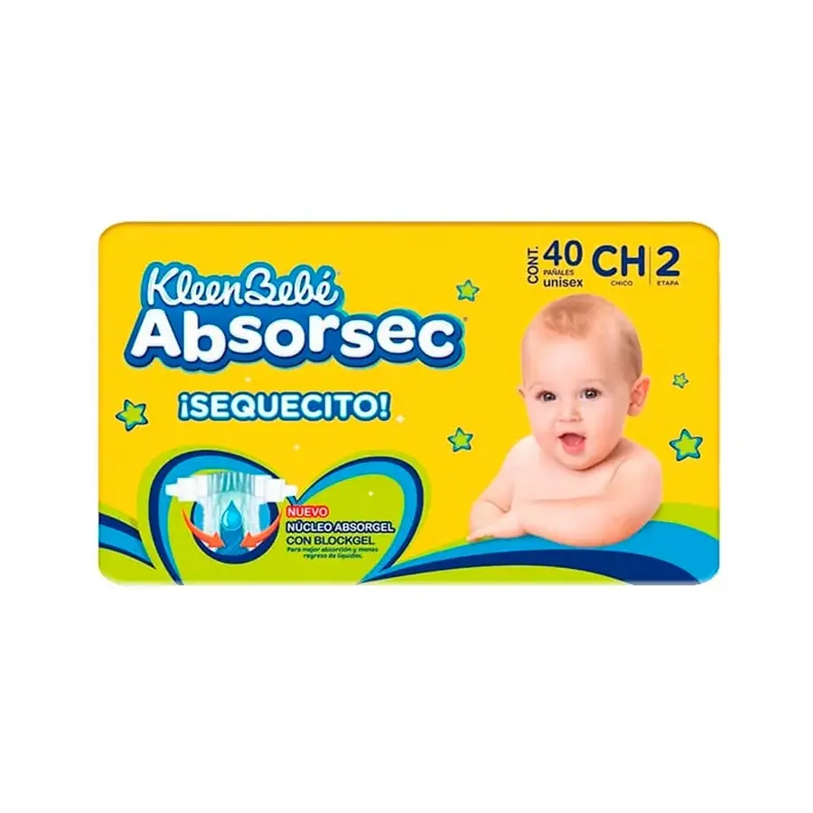 PAÑAL KLEENBEBE ABSORSEC 2 CHICO CON 40