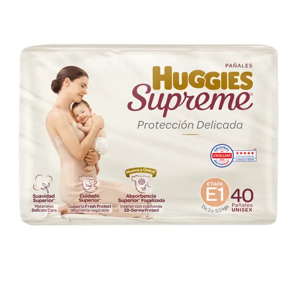PAÑAL HUGGIES SUPREME 1 UNISEX CON 40