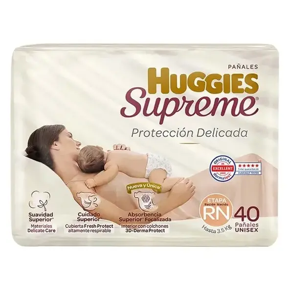 PAÑAL HUGGIES SUPREME 0 RN UNISEX CON 40