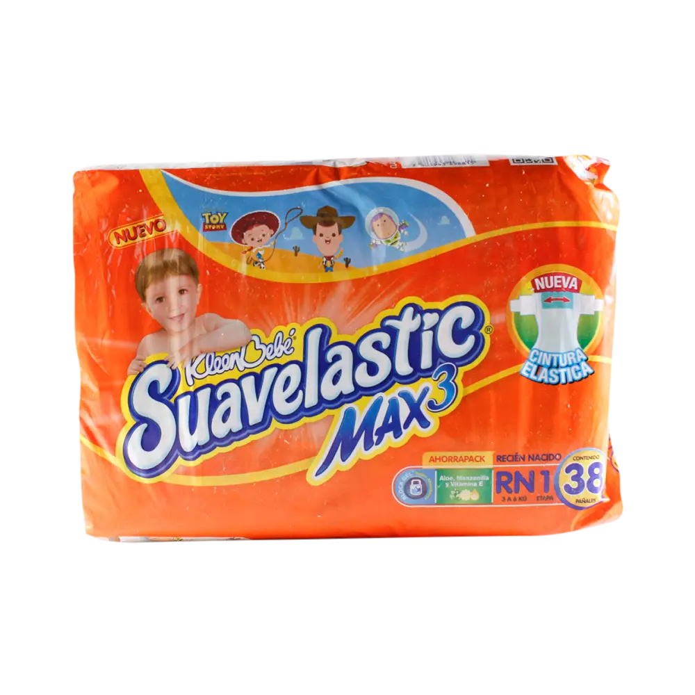 PAÑAL KLEENBEBE SUAVELASTIC MAX 1 RN CON 38