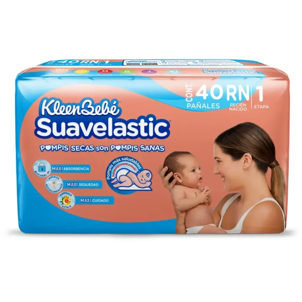 PAÑAL KLEENBEBE SUAVELASTIC MAX 1 RN CON 40