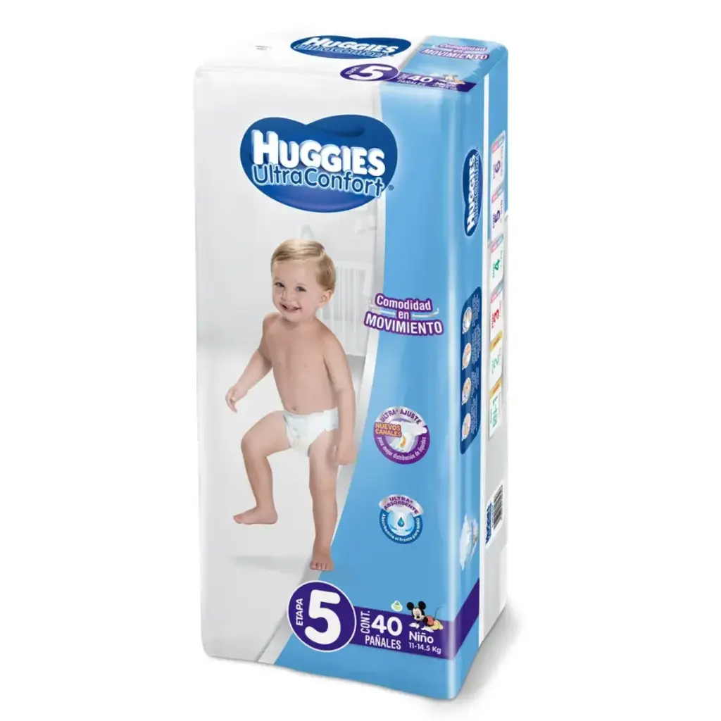 PAÑAL HUGGIES ULTCONF 5 NIÑO CON 40