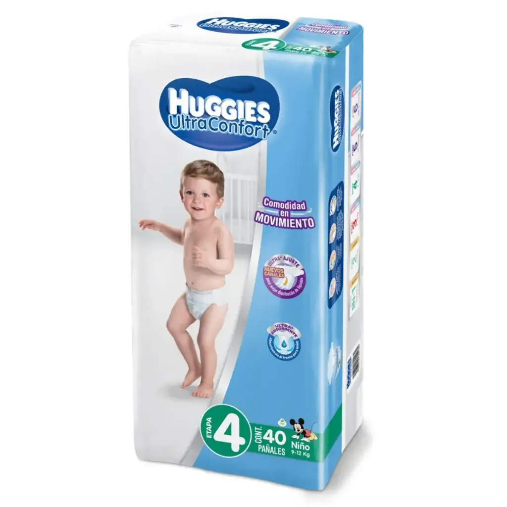 PAÑAL HUGGIES ULTCONF 4 NIÑO CON 40