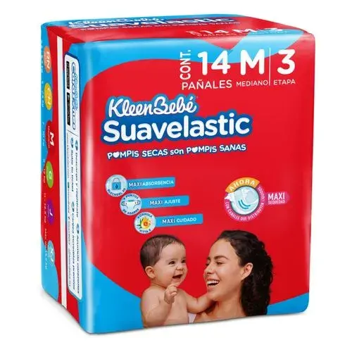 PAÑAL KLEENBEBE SUAVELASTIC MAX 3 MEDIANO CON 14