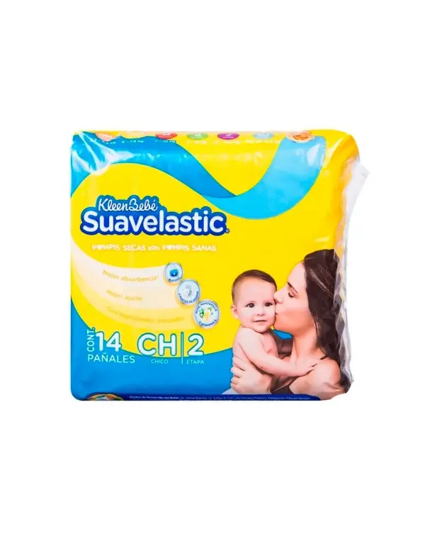 PAÑAL KLEENBEBE SUAVELASTIC MAX 2 CHICO CON 14