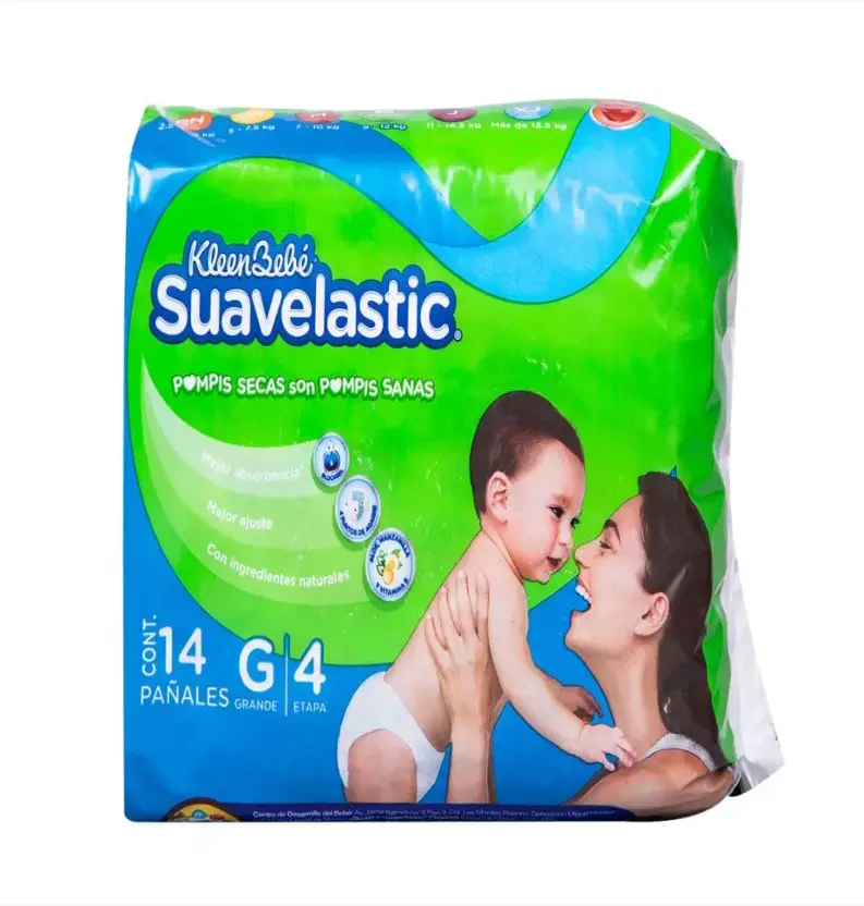 PAÑAL KLEENBEBE SUAVELASTIC MAX 4 GRANDE CON 14