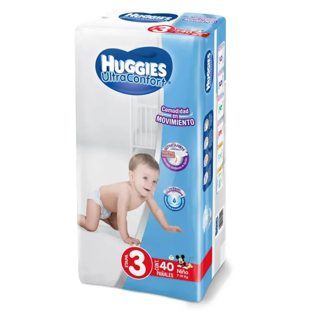 PAÑAL HUGGIES ULTCONF 3 NIÑO CON 40