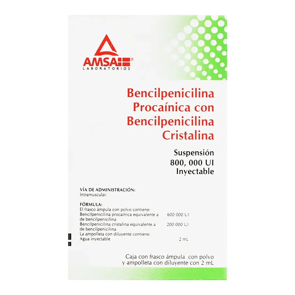 BENCILPENICILINA AMSA 800000UI AMPOLLETA CON 1 (GI)