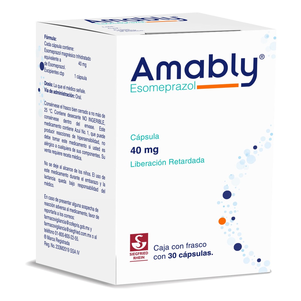 AMABLY 40 MG - FRASCO CON 30 CÁPSULAS (ESOMEPRAZOL)