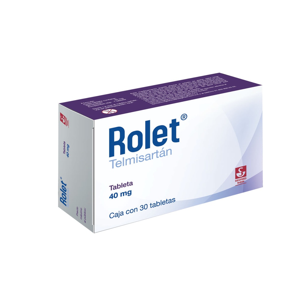 ROLET 40 MG - CAJA CON 30 TABLETAS (TELMISARTÁN)