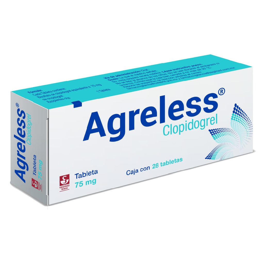 AGRELESS 75 MG - CAJA CON 28 TABLETAS (CLOPIDOGREL)