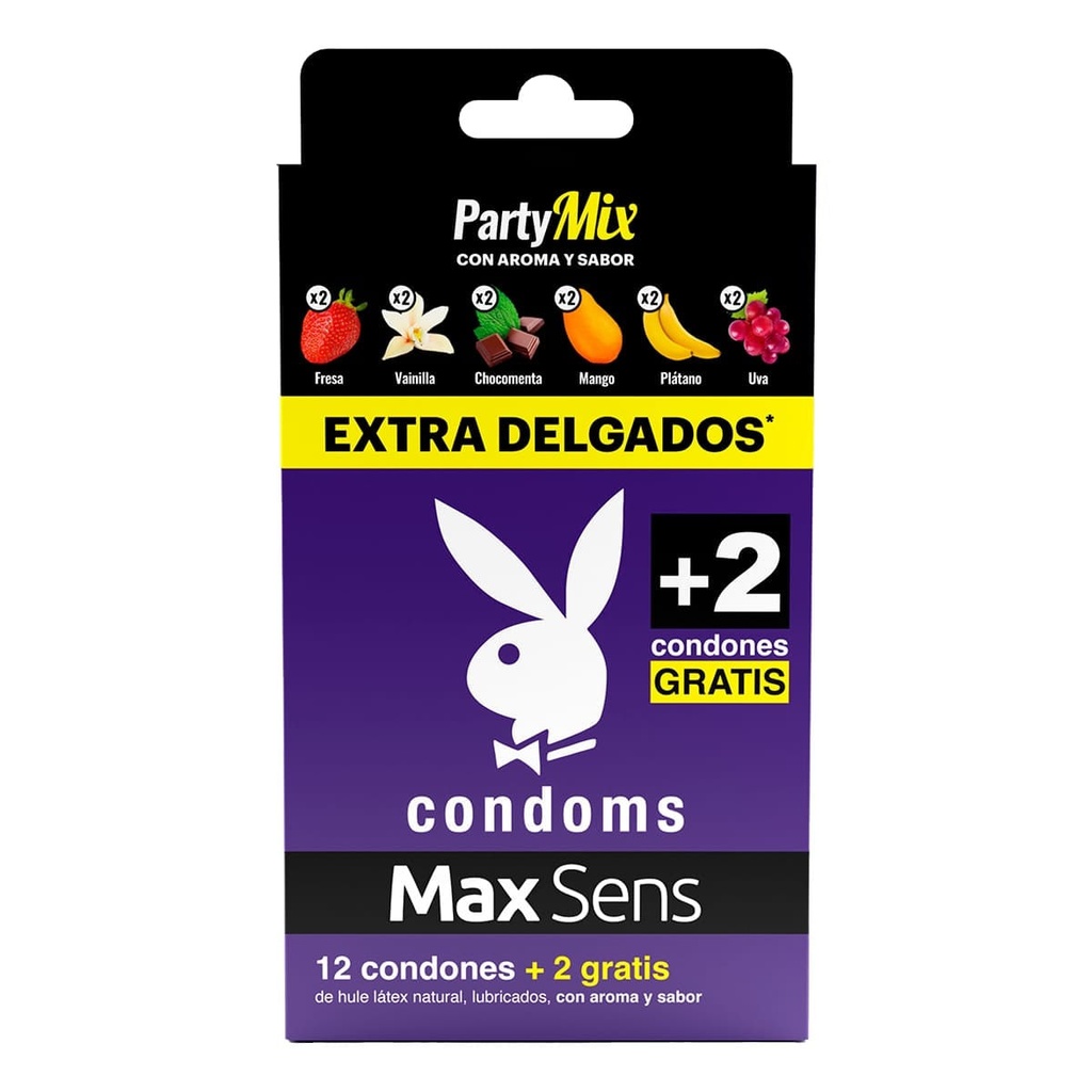 PRESERVATIVO PLAYBOY MAX SENS PARTYMIX CON 12