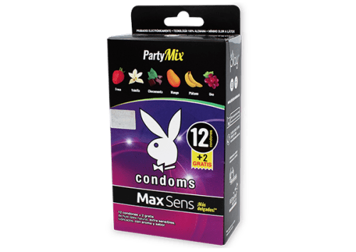 PRESERVATIVO PLAYBOY MAXSEN PARTYMIX CON 12