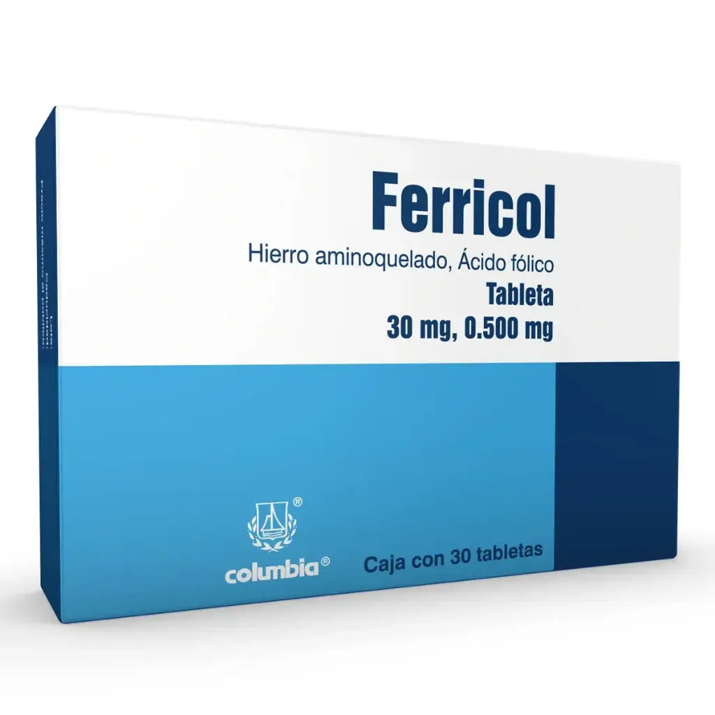 FERRICOL 30MG/0.500MCG TABLETAS CON 30