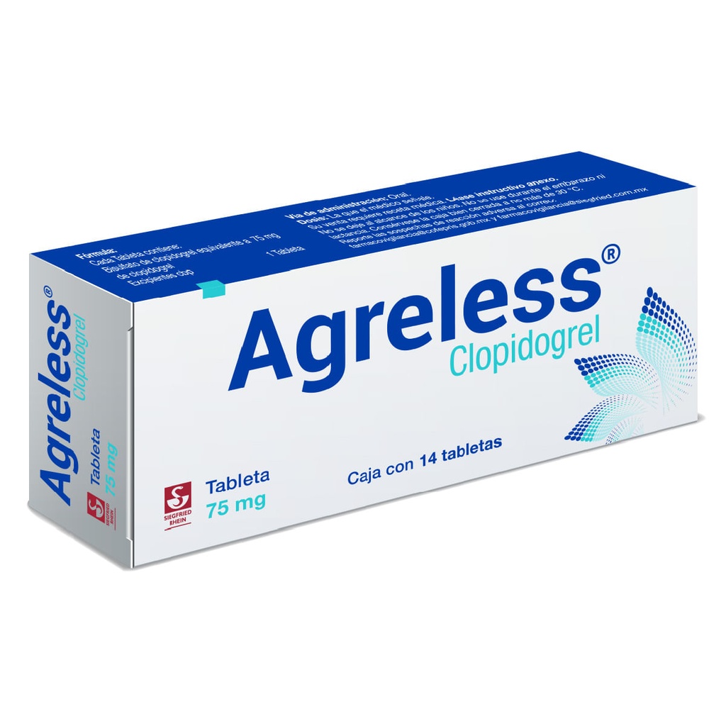 AGRELESS 75 MG - CAJA CON 14 TABLETAS (CLOPIDOGREL)