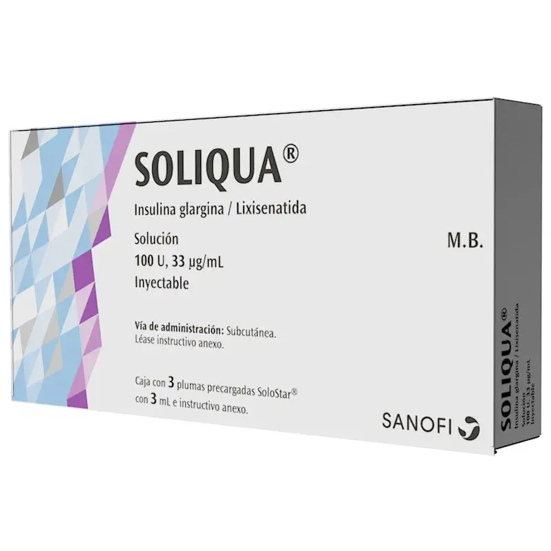 SOLIQUA 100U/33MCG/ML SOLUCION INYECTABLE PLUM CON 3