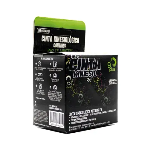 CINTA KINESIO PLUS NEGRA 5M