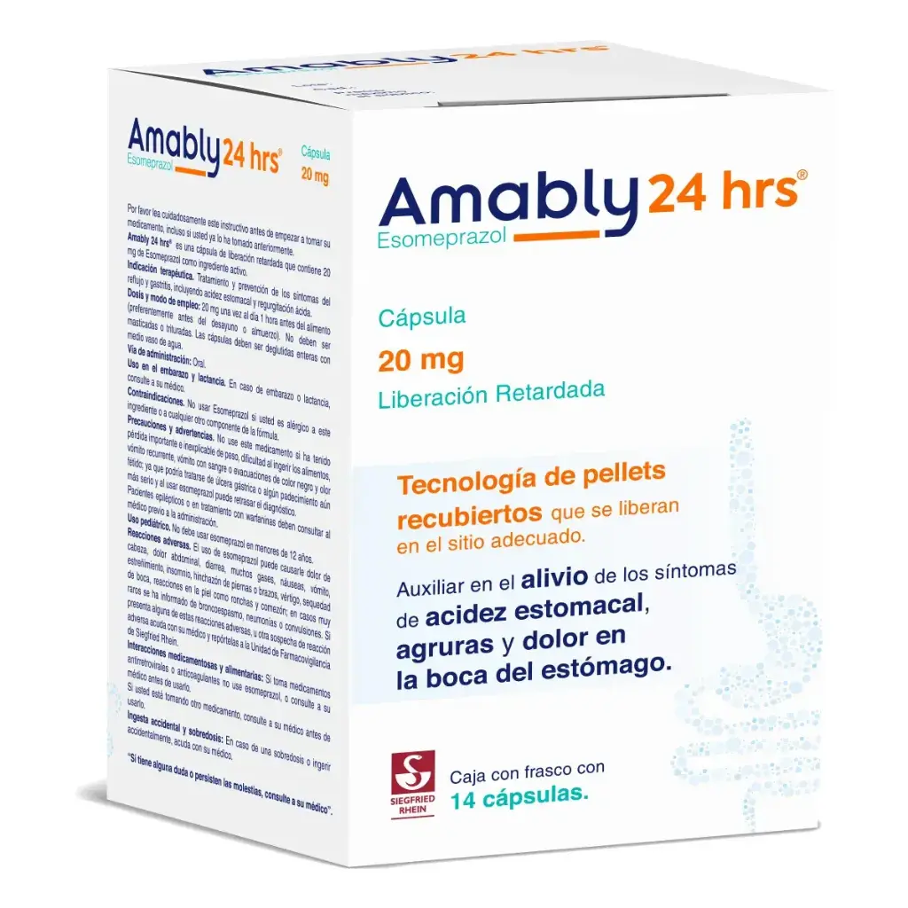AMABLY 24 HRS LR 20 MG CAPSULAS CON 14