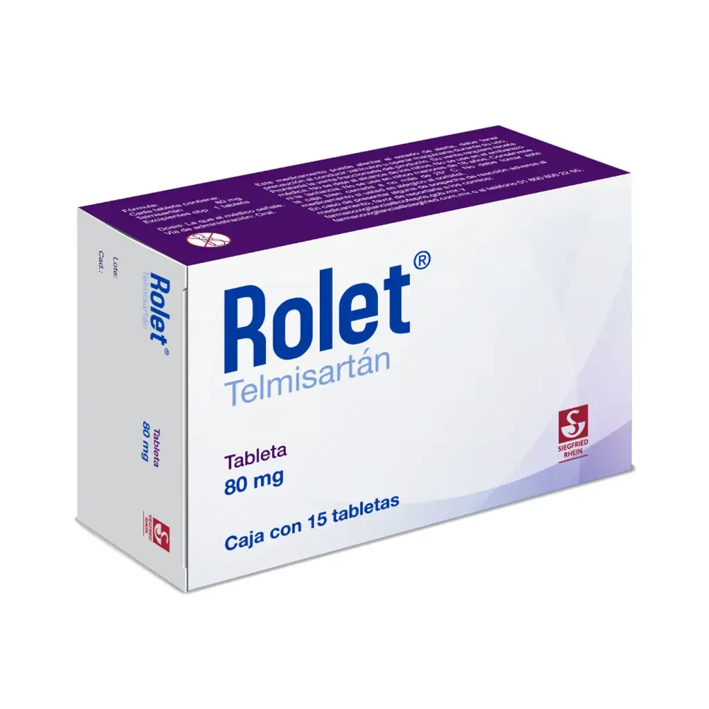 ROLET 80 MG - CAJA CON 15 TABLETAS (TELMISARTÁN)