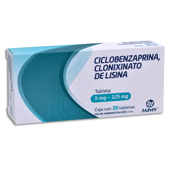 CICLOBENZAPRINA/CLONIXINATO DE LISINA MAVER 5/125MG TABLETAS CON 20 (GI)