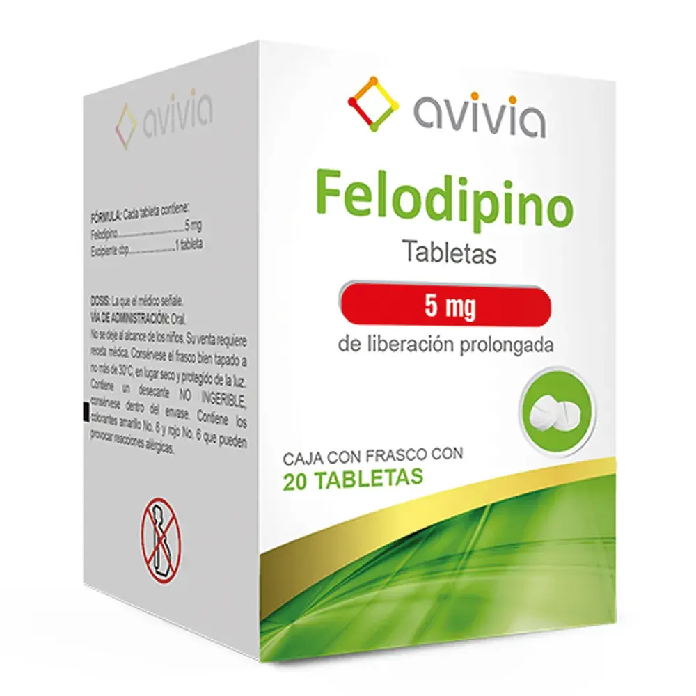 FELODIPINO AVIVIA LP 5MG TABLETAS CON 20 (GI)
