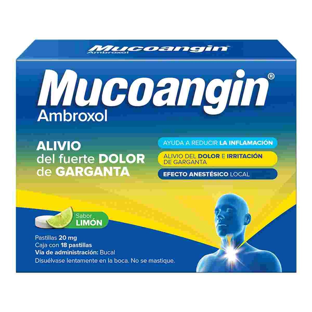 MUCOANGIN 20MG PASTILLAS C/18 (LIMON)