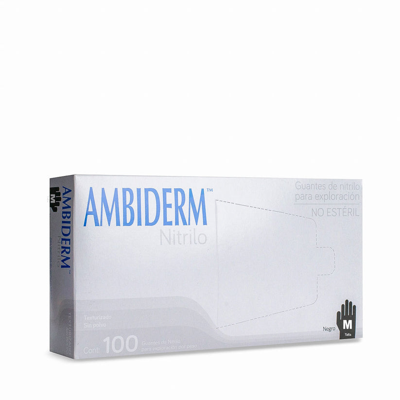 GUANTE AMBIDERM NITRILO SOFT NEGRO MED C/100 *