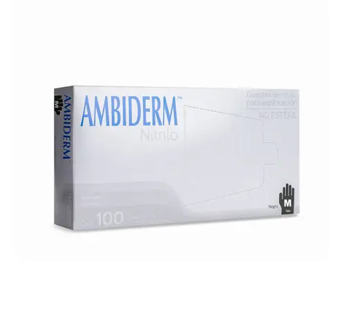 GUANTE AMBIDERM NITRILO SOFT NEGRO MED C/100 *