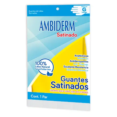 GUANTE AMBIDERM SATINADO AMARILLO MEDIANO BOLSA C/1 PAR *
