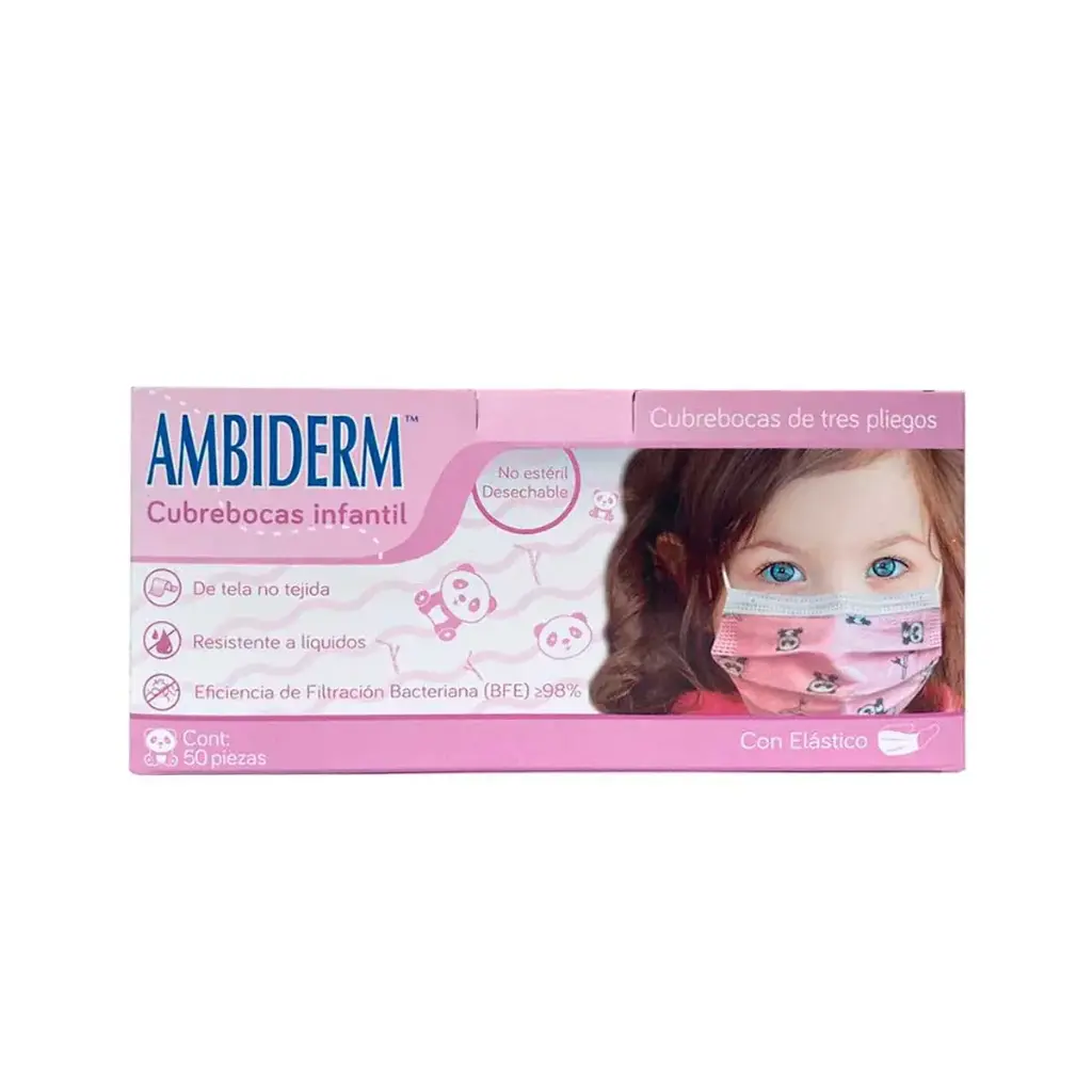 CUBREBOCAS INF AMBIDERM ROSA PANDAS C/50