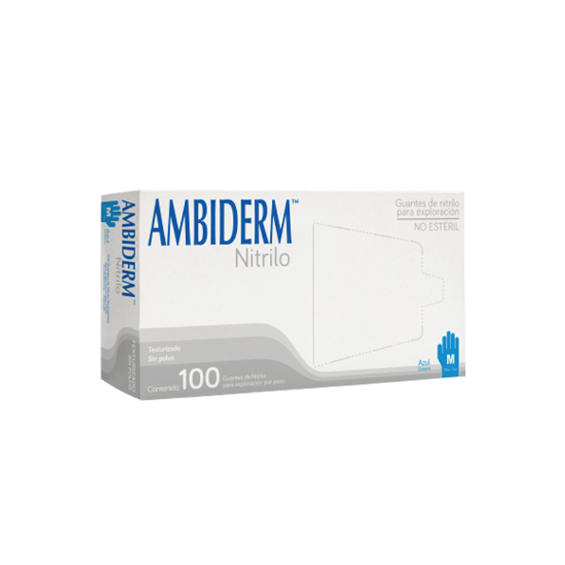 GUANTE AMBIDERM NITRILO AZUL OCEANO MEDIANO C/100