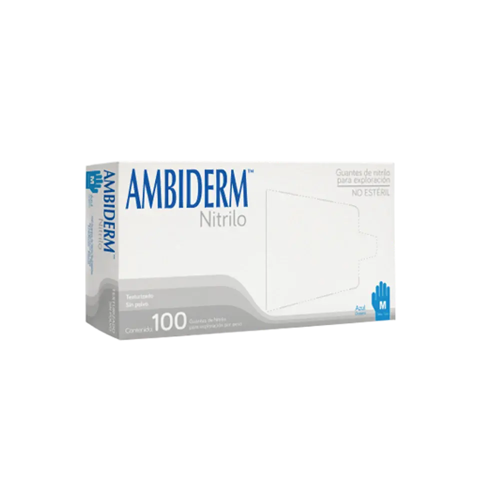 GUANTE AMBIDERM NITRILO AZUL OCEANO MEDIANO C/100