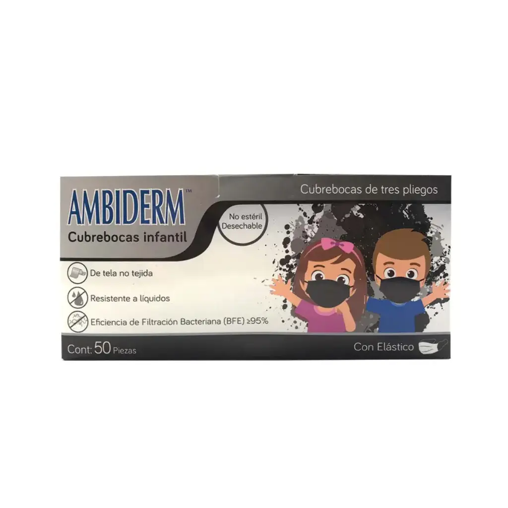 CUBREBOCAS INF AMBIDERM NEGRO C/50