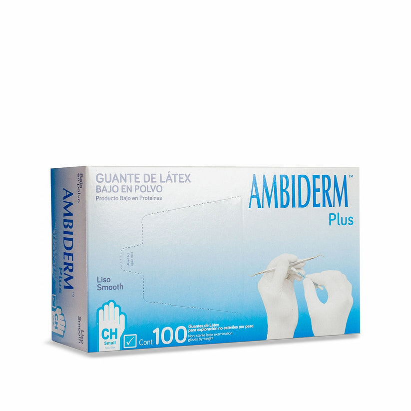 GUANTE AMBIDERM PLUS AZUL CH C/100 *