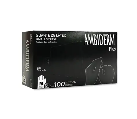 GUANTE AMBIDERM PLUS NEGRO MEDIANO CAJA C/100 *
