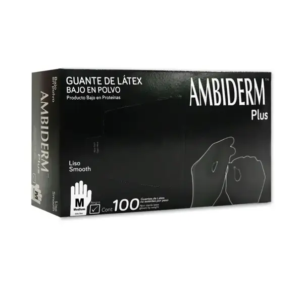 GUANTE AMBIDERM PLUS NEGRO MEDIANO CAJA C/100 *